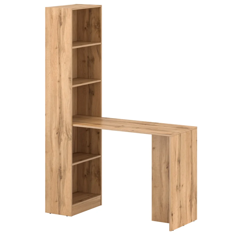 Biurko z wysokim regałem dąb