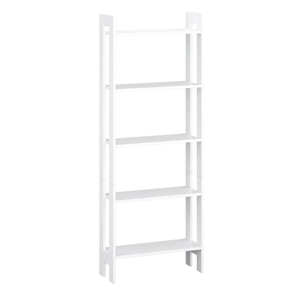 Free-standing bookcase with ladder, white