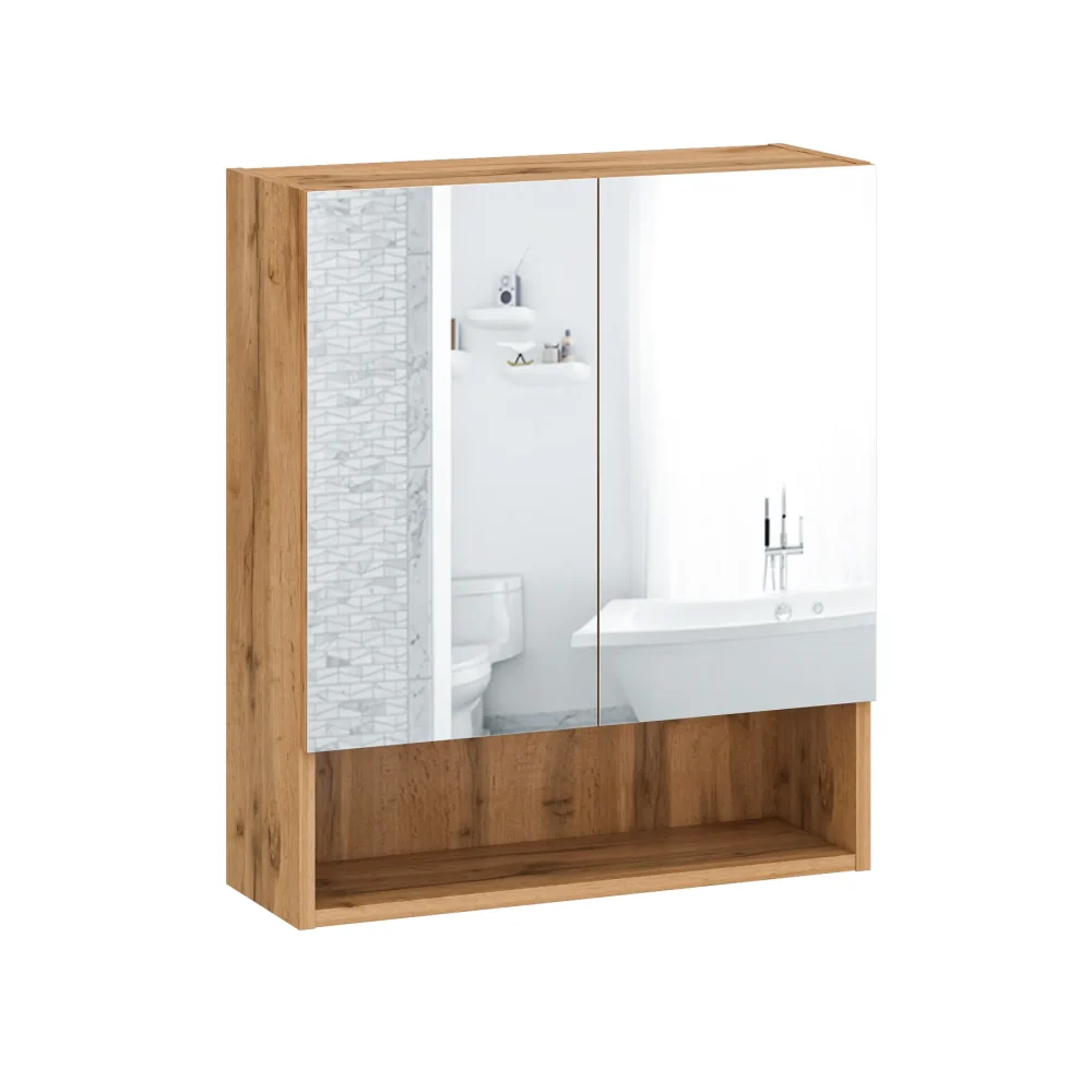 Zestaw łazienkowy z lustrem i szafką 60 cm BRUNO Wotan Oak