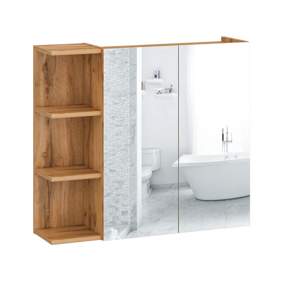 Zestaw łazienkowy z lustrem i szafką 80 cm BRUNO Wotan Oak