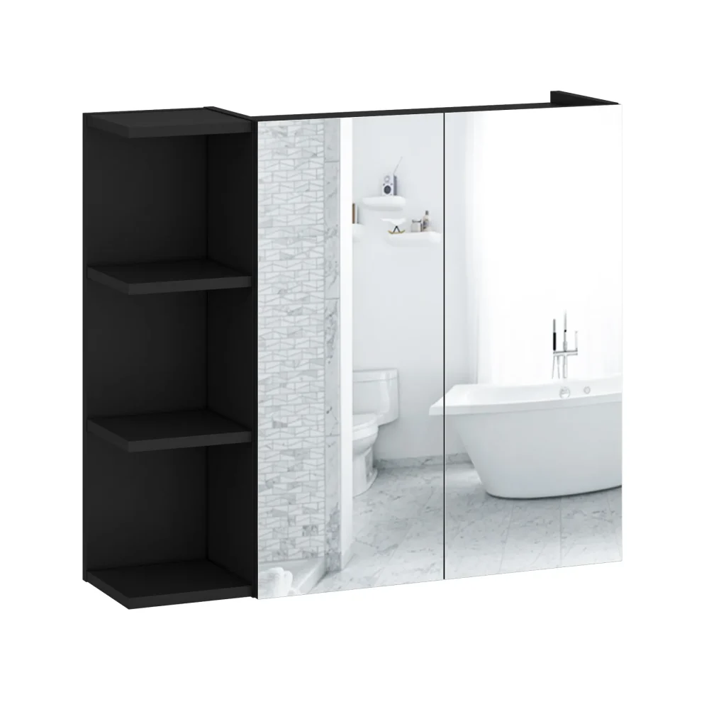 Zestaw łazienkowy z lustrem i szafką 80 cm BRUNO Black