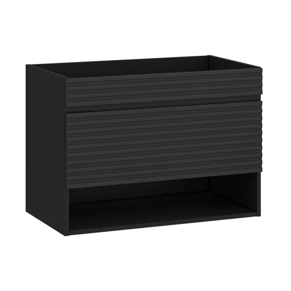 BRUNO Black washbasin cabinet with grooves, 80 cm