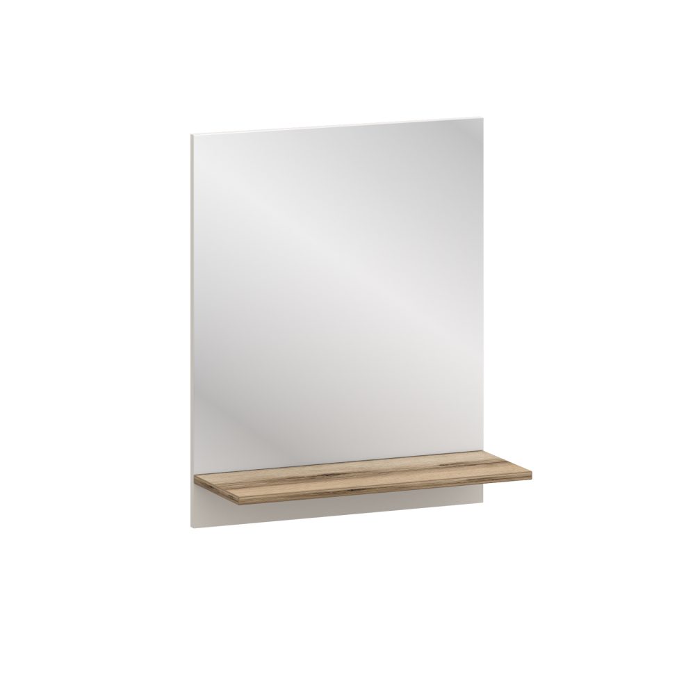 Lustro łazienkowe z półką w dekorze dębu Green Land Cashmere, S 60 cm