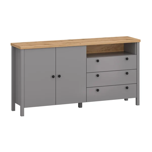 Komoda z szufladami i dwiema drzwiami Melini Grey