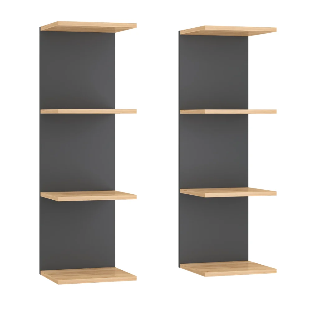 Zestaw podwójnych regałów mini Paolo Anthracite