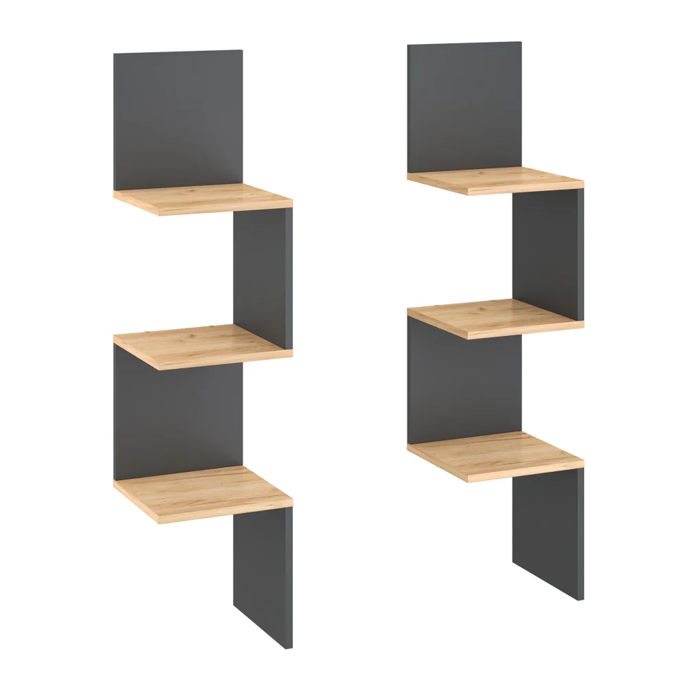Zestaw narożnych regałów mini Paolo Anthracite